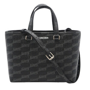 BALENCIAGA BB Monogram Signature Small Shopper Bag 702699, 2-way tote bag in ...